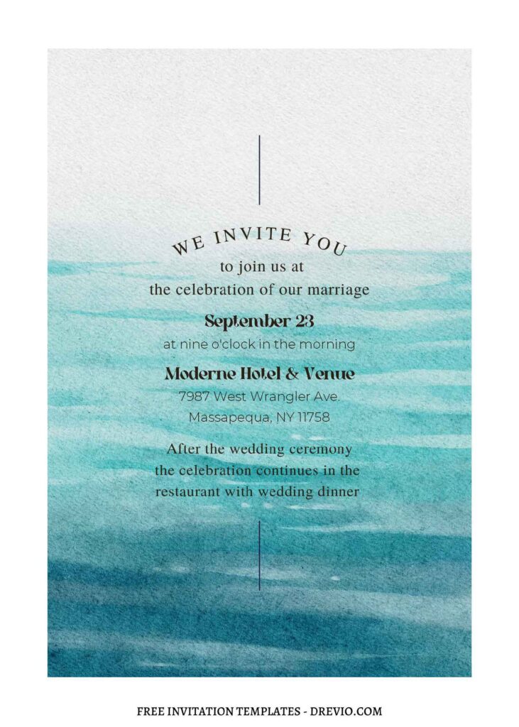  (Free Editable PDF) Beautiful Seaside Beach Wedding Invitation Templates C