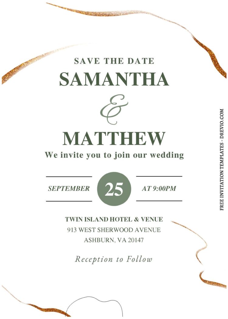 (Free Editable PDF) Rustic Gold Floral Wedding Invitation Templates ...