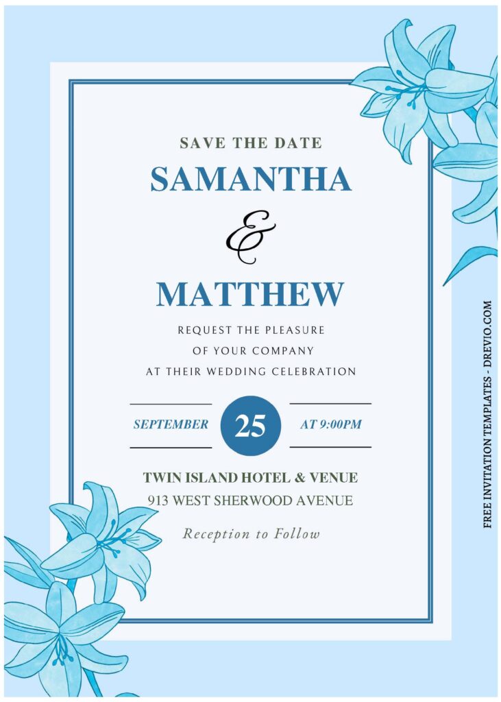 Invitation Template of (Free Editable PDF) Rustic & Earthy Blue Floral Wedding Invitation Templates 1