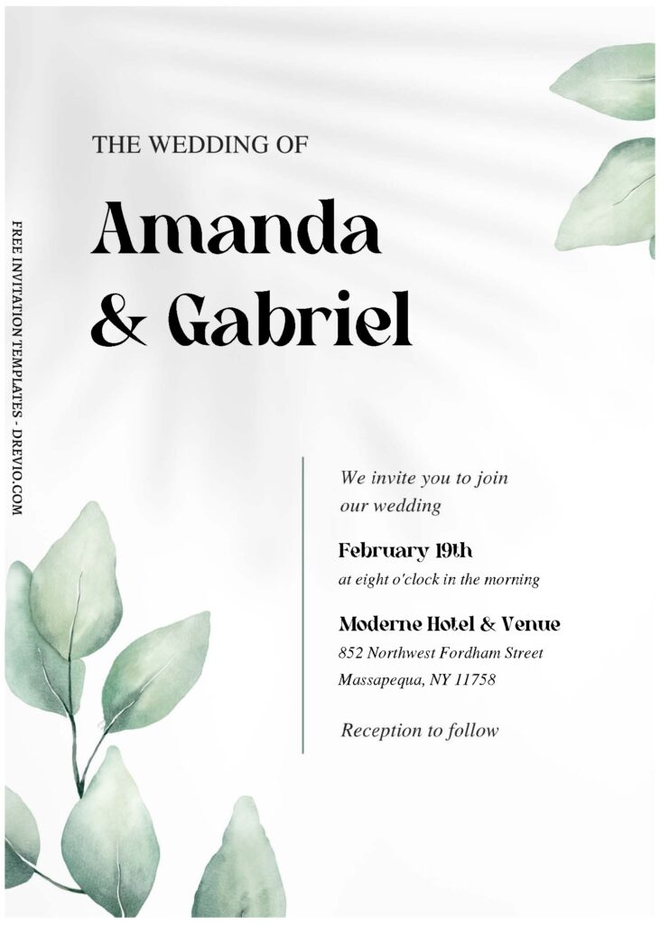 (Free Editable PDF) Effortless Beauty Wedding Invitation Templates A
