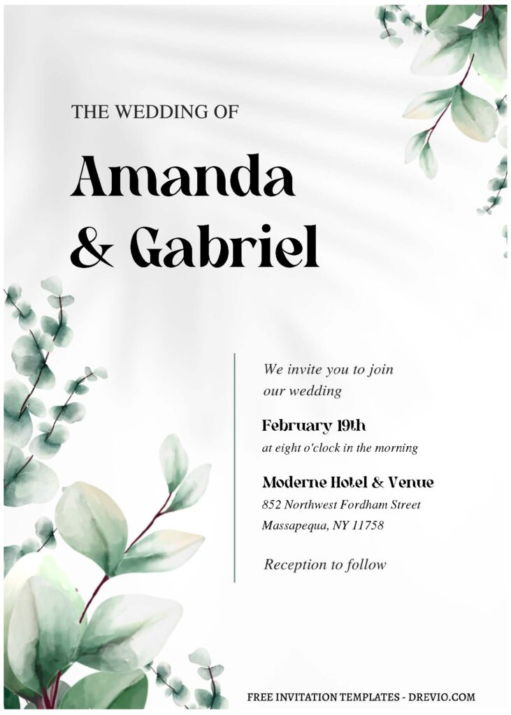 Invitation Template of (Free Editable PDF) Effortless Beauty Wedding Invitation Templates 1