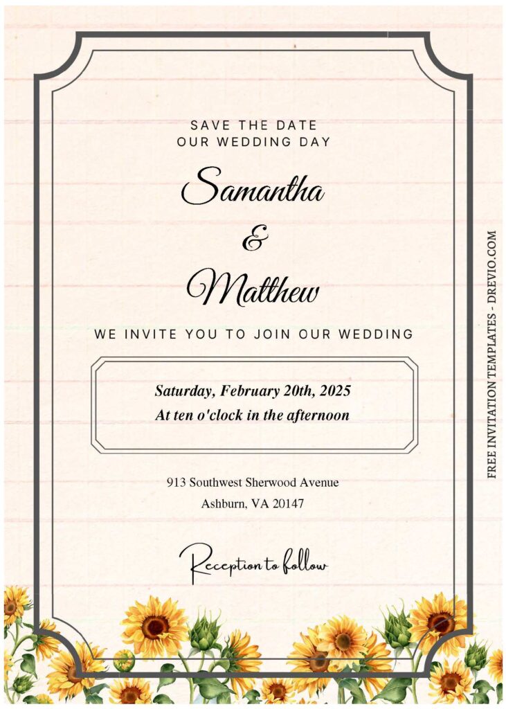 Invitation Template of (Free Editable PDF) Black Eyed Susan And Sunflower Wedding Invitation Templates 1