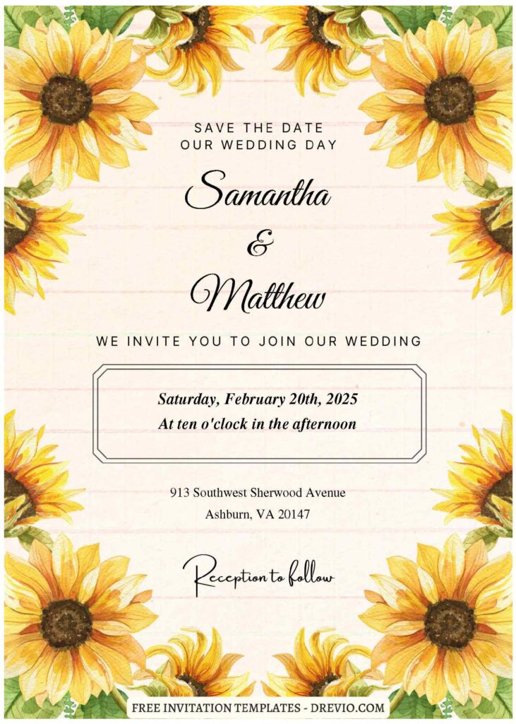 (Free Editable PDF) Black Eyed Susan And Sunflower Wedding Invitation Templates A