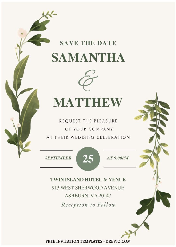 (Free Editable PDF) Tropical Bohemian Wedding Invitation Templates A