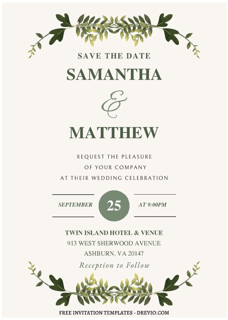 (Free Editable PDF) Tropical Bohemian Wedding Invitation Templates C