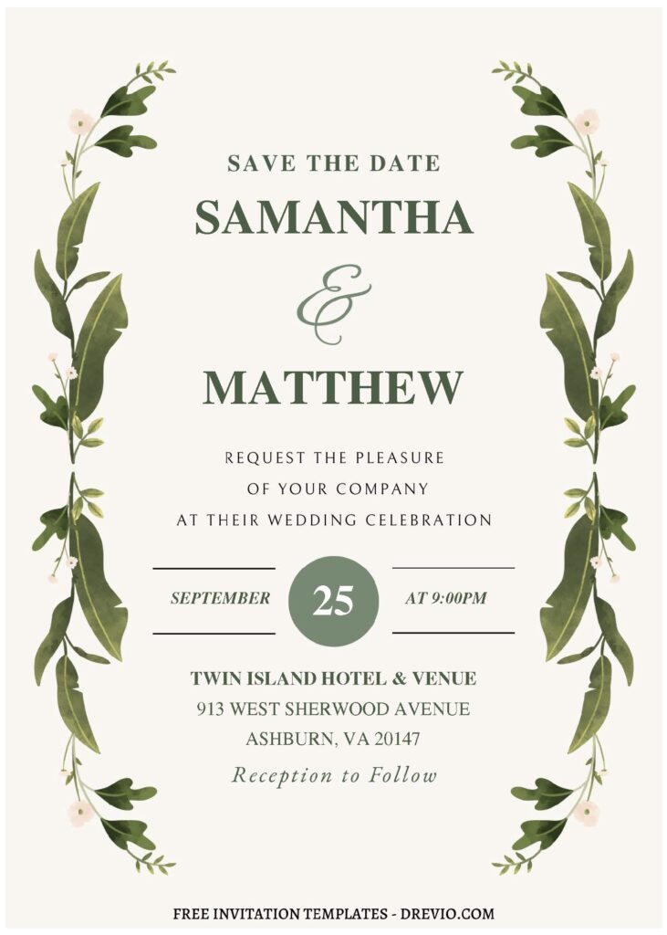(Free Editable PDF) Tropical Bohemian Wedding Invitation Templates with editable text