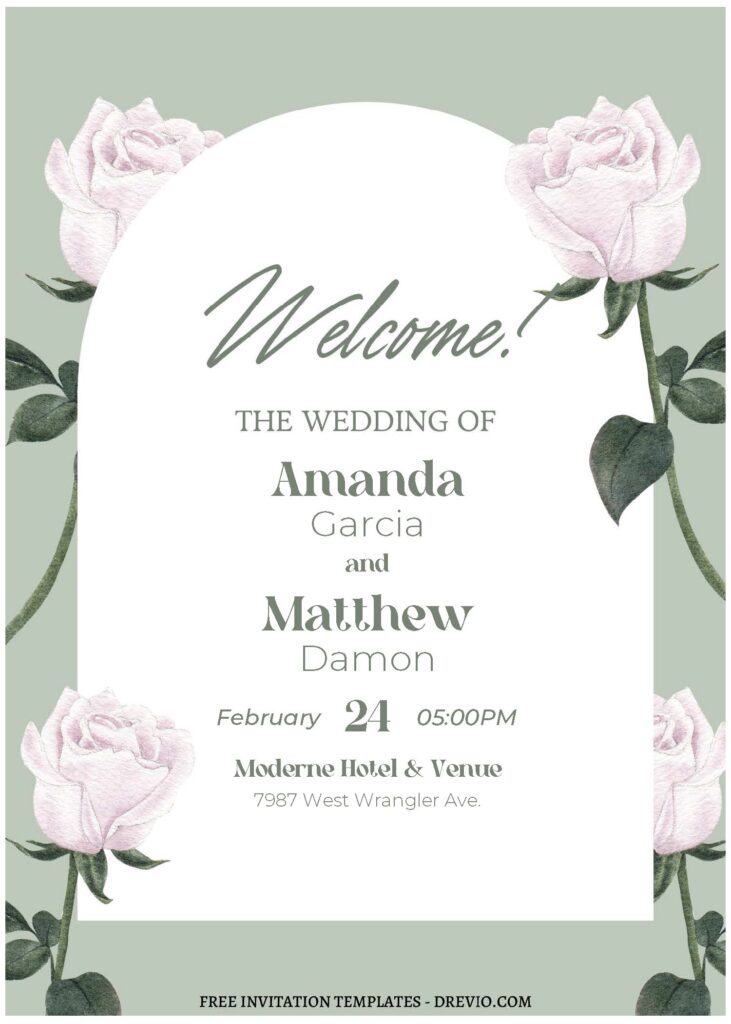 (Free Editable PDF) Modern Minimal Tulip Wedding Invitation Templates A