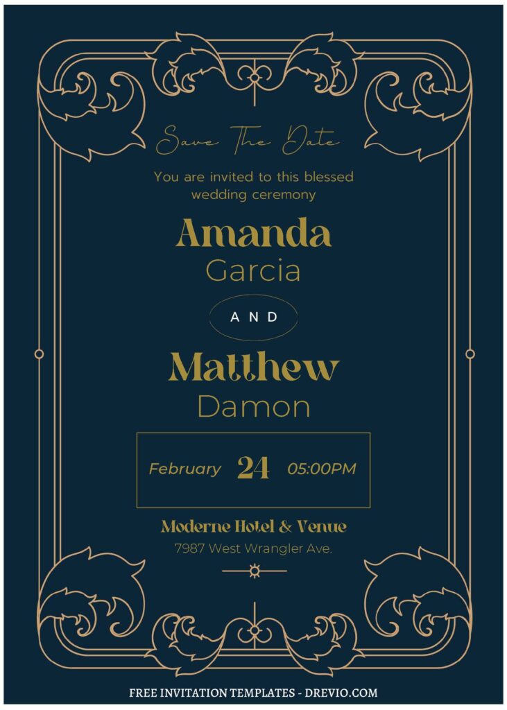 Invitation Template of (Free Editable PDF) Luxury Vintage Ornament Wedding Invitation Templates 3