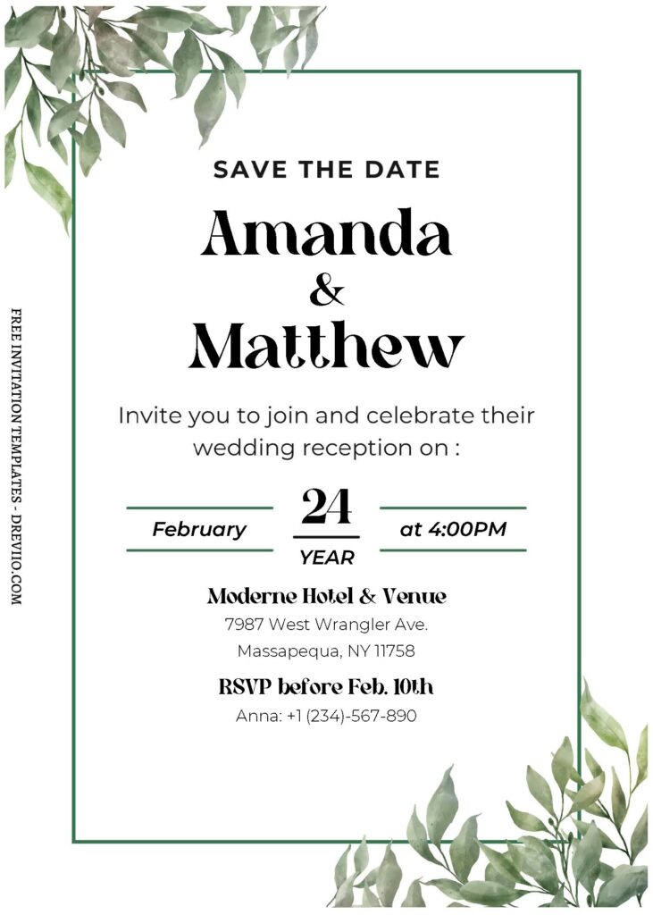 Invitation Template of (Free Editable PDF) Refreshing Botanical Summer Wedding Invitation Templates 2