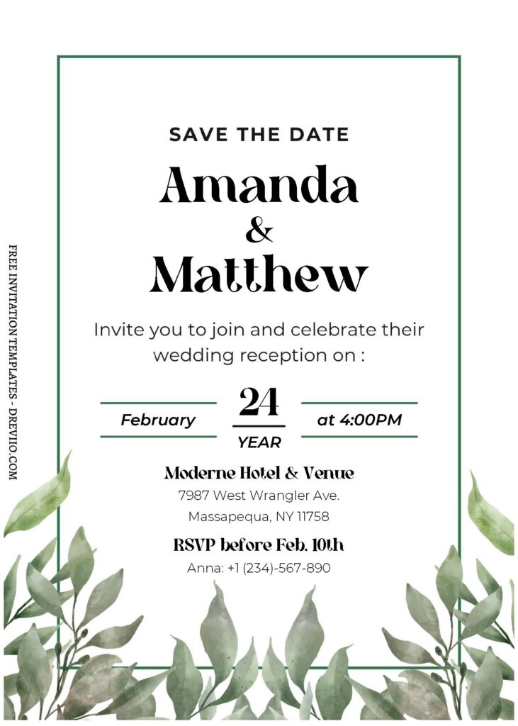 Invitation Template of (Free Editable PDF) Refreshing Botanical Summer Wedding Invitation Templates 1