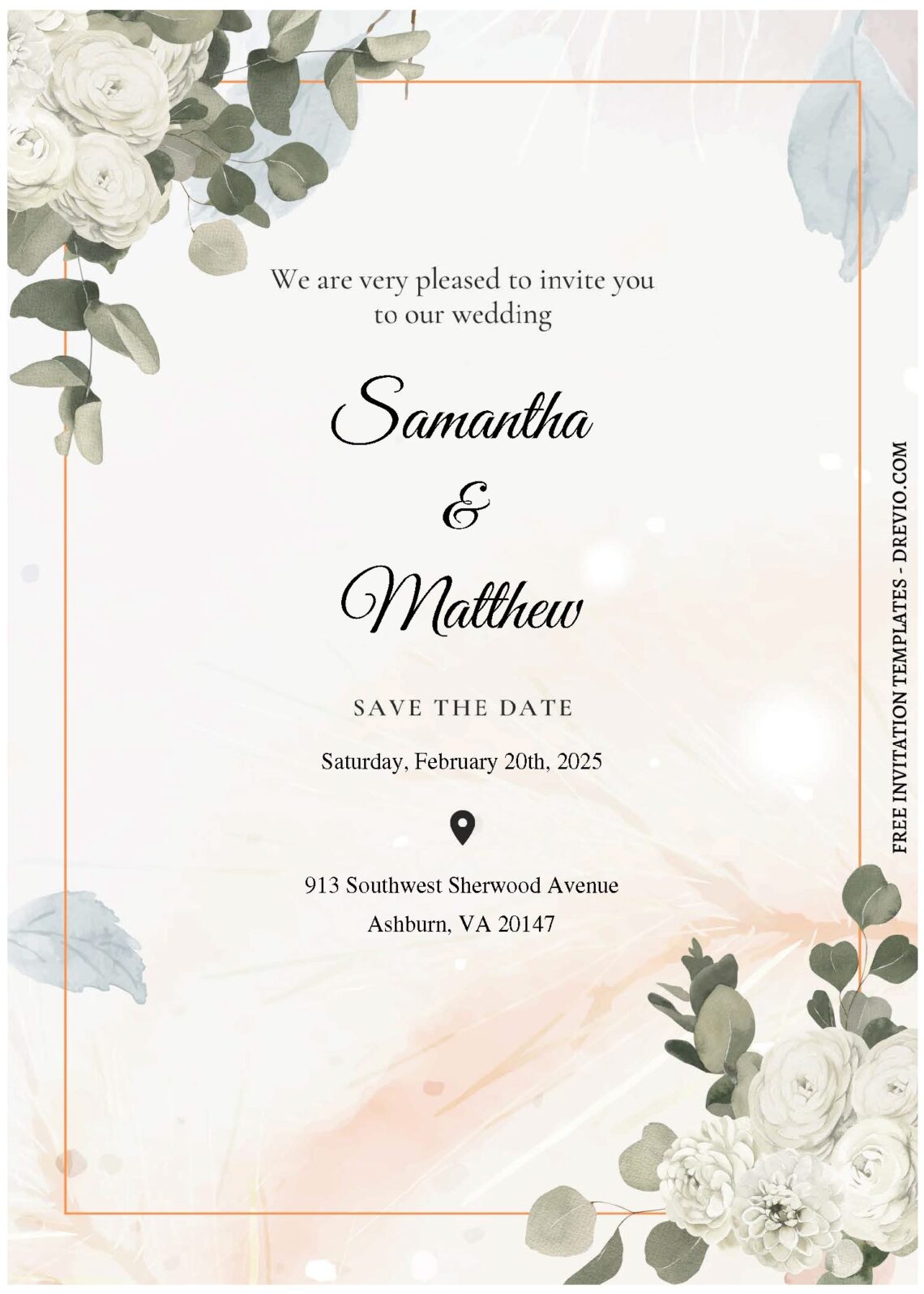 (Free Editable PDF) Botanical Floral Charm Wedding Invitation Templates ...