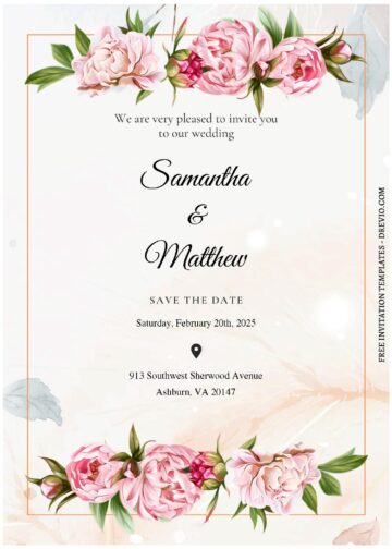 (Free Editable PDF) Botanical Floral Charm Wedding Invitation Templates ...