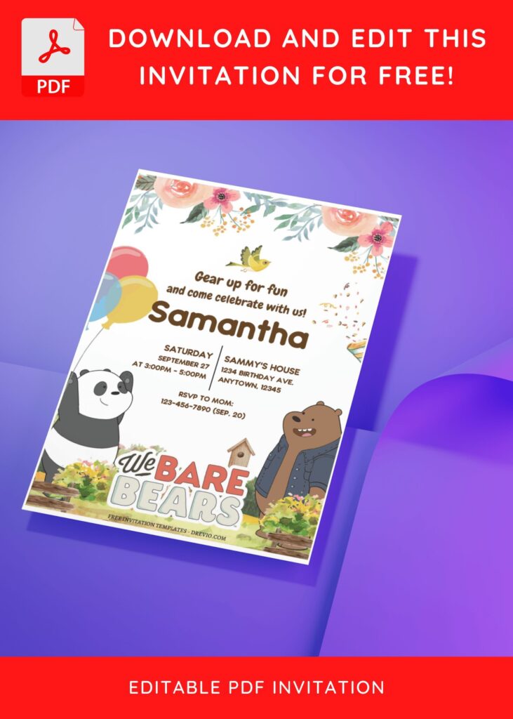 Invitation Template of (Free Editable PDF) Adorable We Bare Bears Birthday Invitation Templates 6