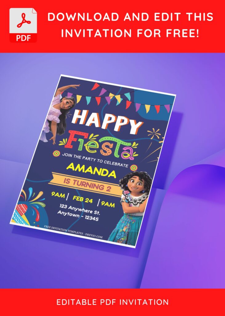 Invitation Template of (Free Editable PDF) Charming Fiesta Disney Encanto Birthday Invitation Templates 5