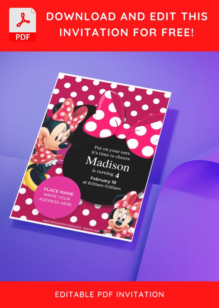 Invitation Template of (Free Editable PDF) Minnie Mouse Polka Dot Birthday Invitation Templates 6