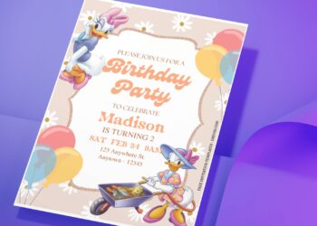 (Free Editable PDF) Daisy's Day Out Daisy Duck Birthday Invitation Templates J