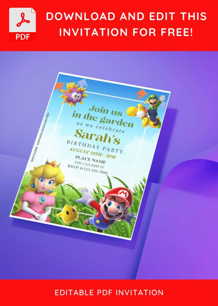 (Free Editable PDF) Calling All Gamers Super Mario Birthday Invitation Templates J