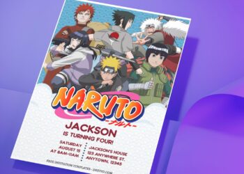 (Free Editable PDF) Epic Ninja Party Naruto Birthday Invitation Templates J