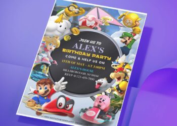 (Free Editable PDF) Super Mario Kart Birthday Invitation Templates