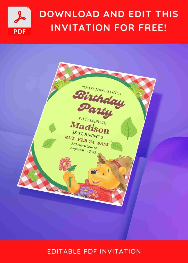 Invitation Template of (Free Editable PDF) Honey & Laughter Winnie The Pooh Birthday Invitation Templates 5