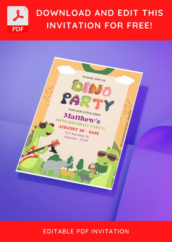 Invitation Template of (Free Editable PDF) Rumble In The Jungle Dinosaur Birthday Invitation Templates 10