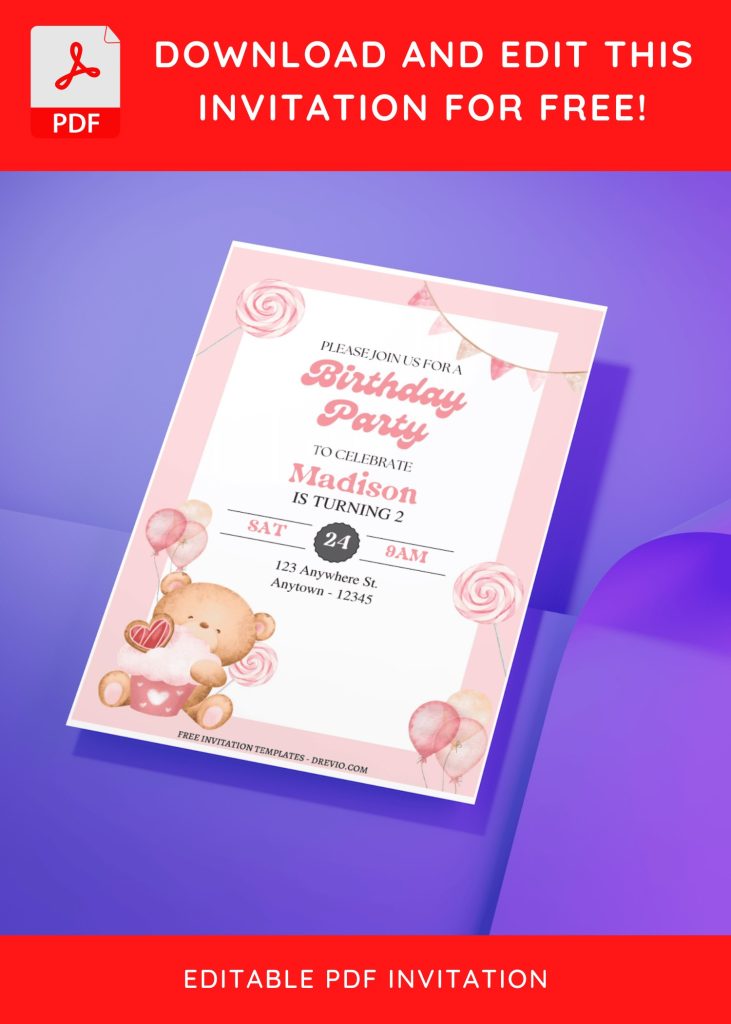 Invitation Template of (Free Editable PDF) Beary Special Teddy Bear Birthday Invitation Templates 10