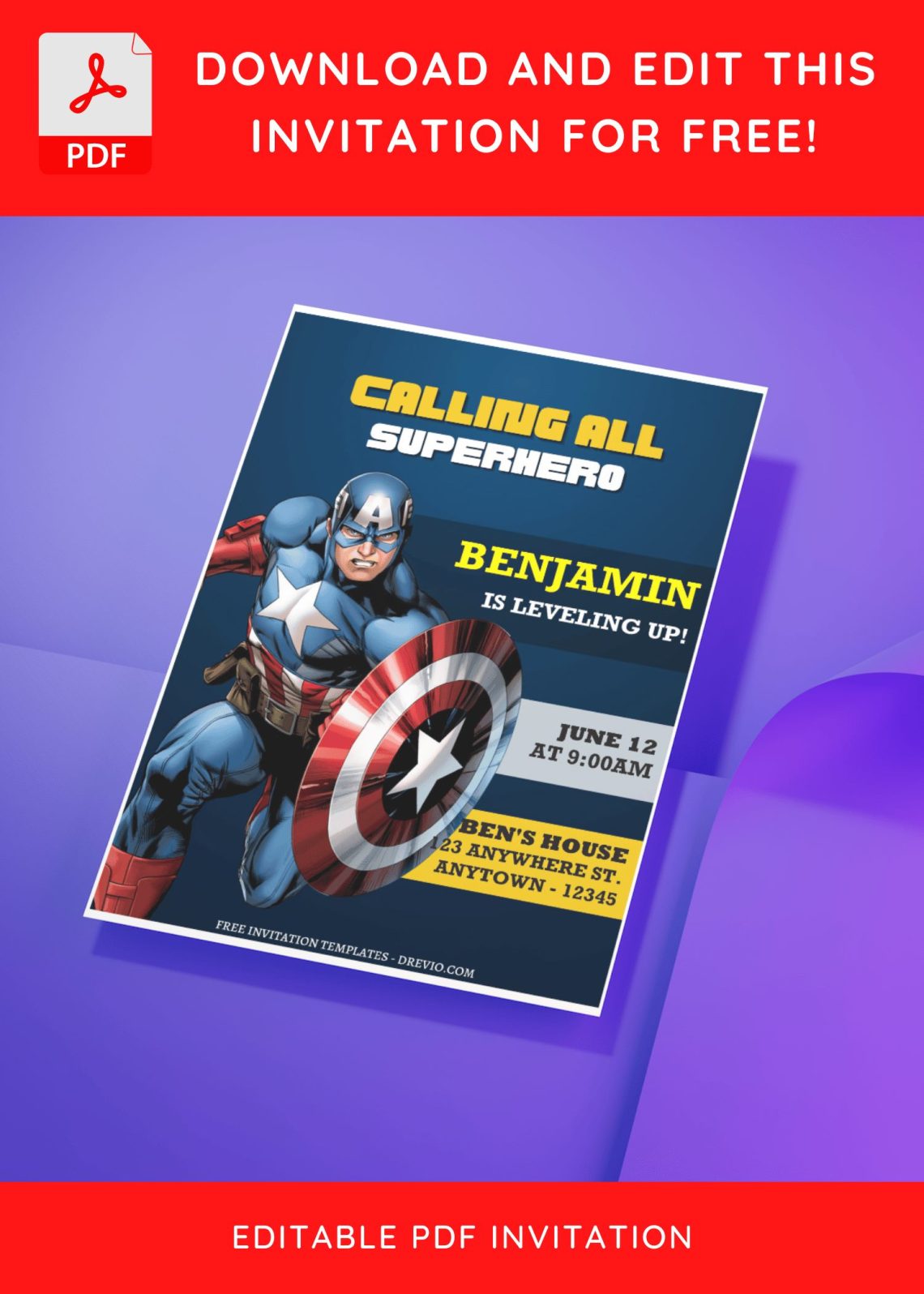 (Free Editable PDF) Calling All Superheroes Avengers Birthday Invitation Templates J