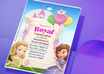 (Free Editable PDF) Magical Awaits Sofia The First Birthday Invitation Templates J