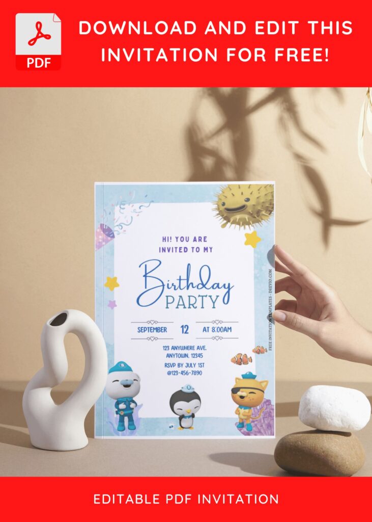 (Free Editable PDF) Dive Into The Fun Octonauts Adventure Birthday Invitation Templates I