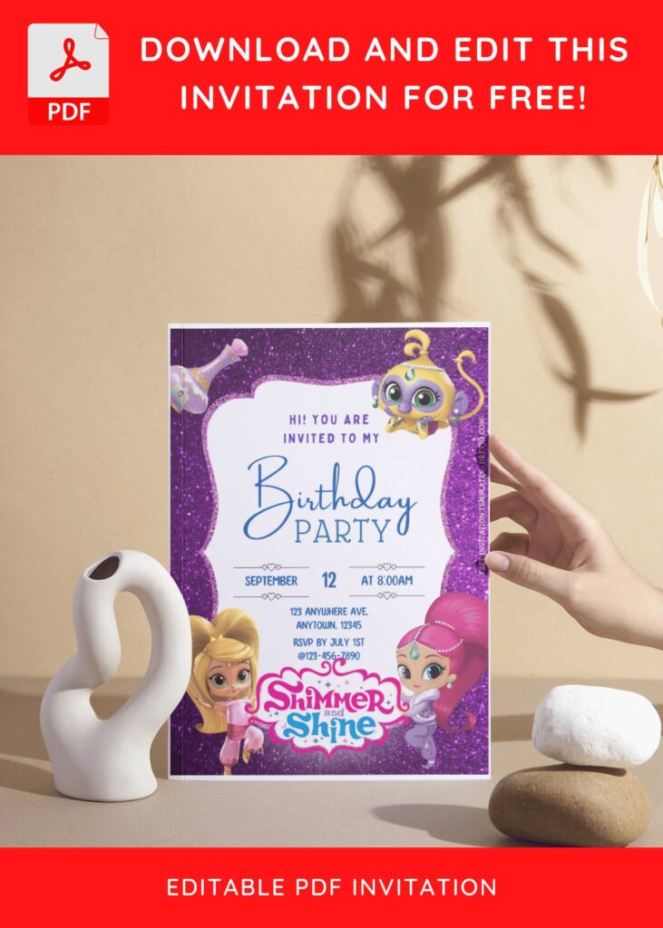 Invitation Template of (Free Editable PDF) Twinkling Magic Shimmer And Shine Birthday Invitation Templates 2