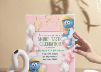 (Free Editable PDF) Smurfette Birthday Invitation Templates