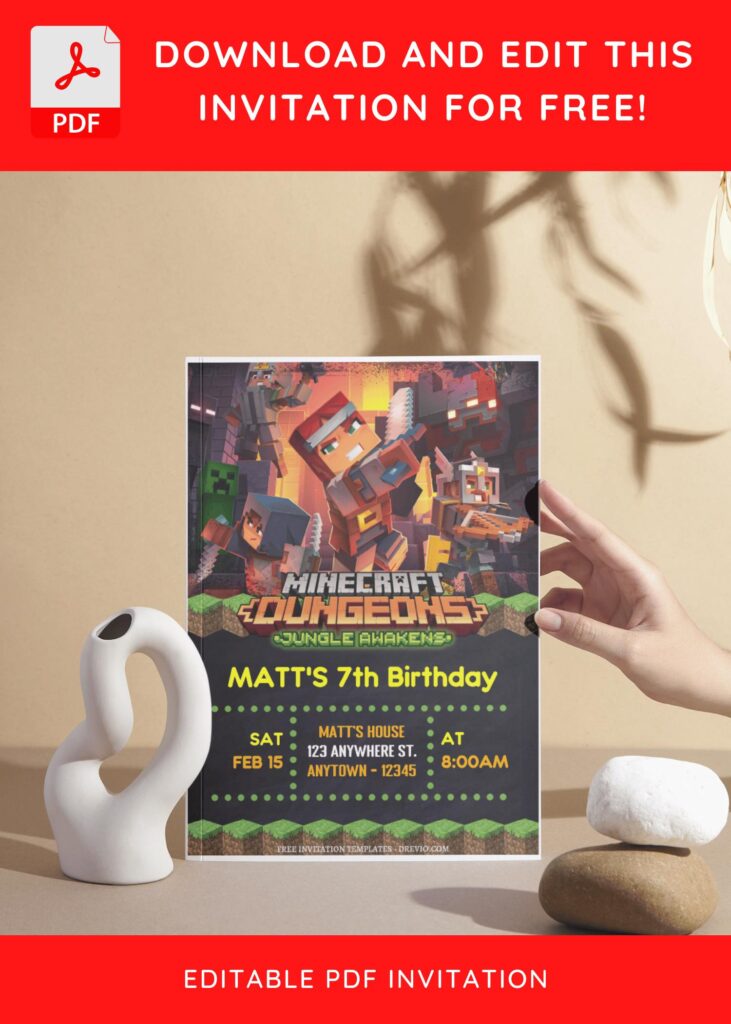 Invitation Template of (Free Editable PDF) Minecraft Gamers Birthday Invitation Templates 5