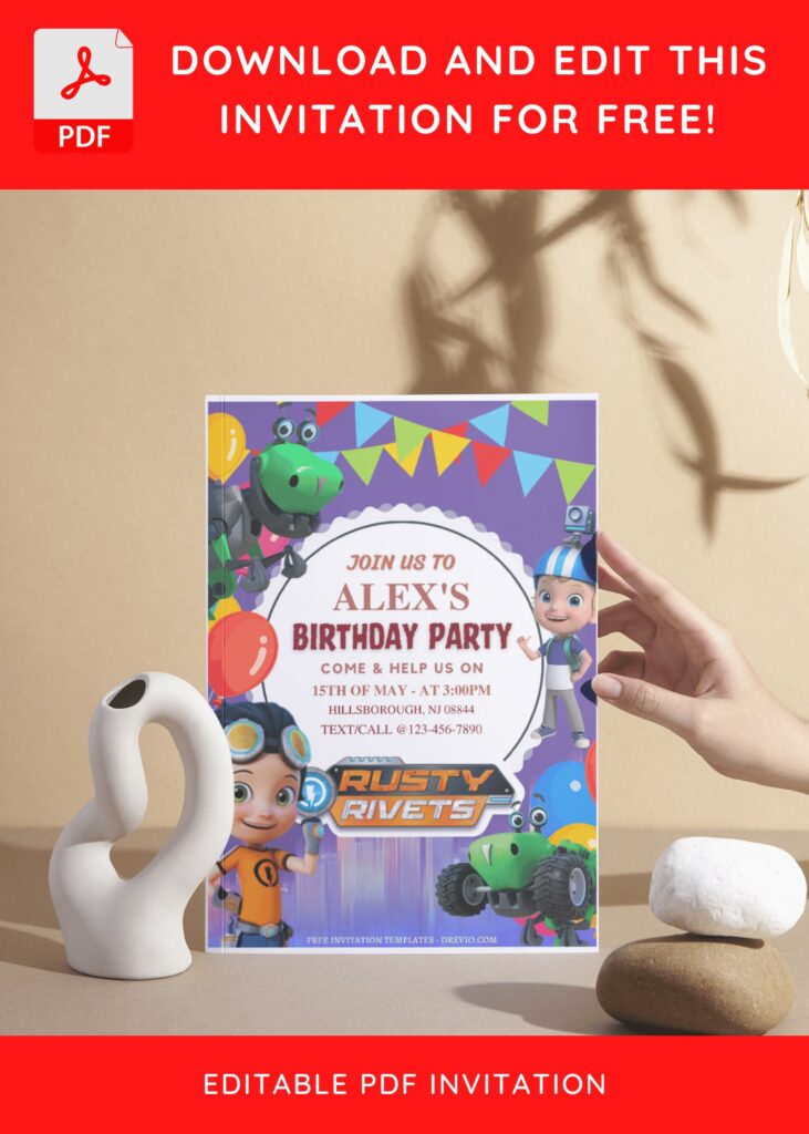 Invitation Template of (Free Editable PDF) Gear Up Rusty Rivets Birthday Invitation Templates 5