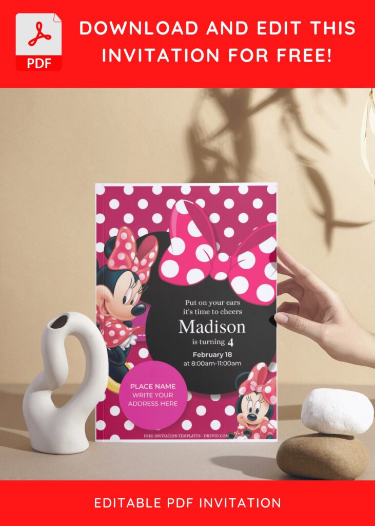 Invitation Template of (Free Editable PDF) Minnie Mouse Polka Dot Birthday Invitation Templates 5