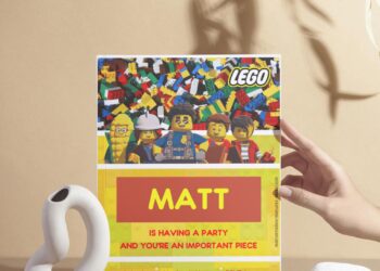 (Free Editable PDF) Play And Party Building Block Lego Birthday Invitation Templates I
