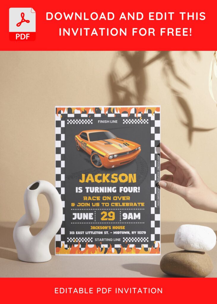 Invitation Template of (Free Editable PDF) Burning Joy Hot Wheels Birthday Invitation Templates 10