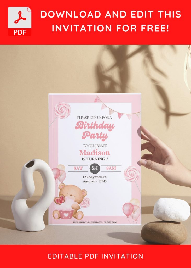 Invitation Template of (Free Editable PDF) Beary Special Teddy Bear Birthday Invitation Templates 9