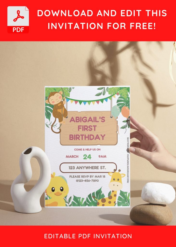 Invitation Template of (Free Editable PDF) Playful Jungle Birthday Bash Invitation Templates 5