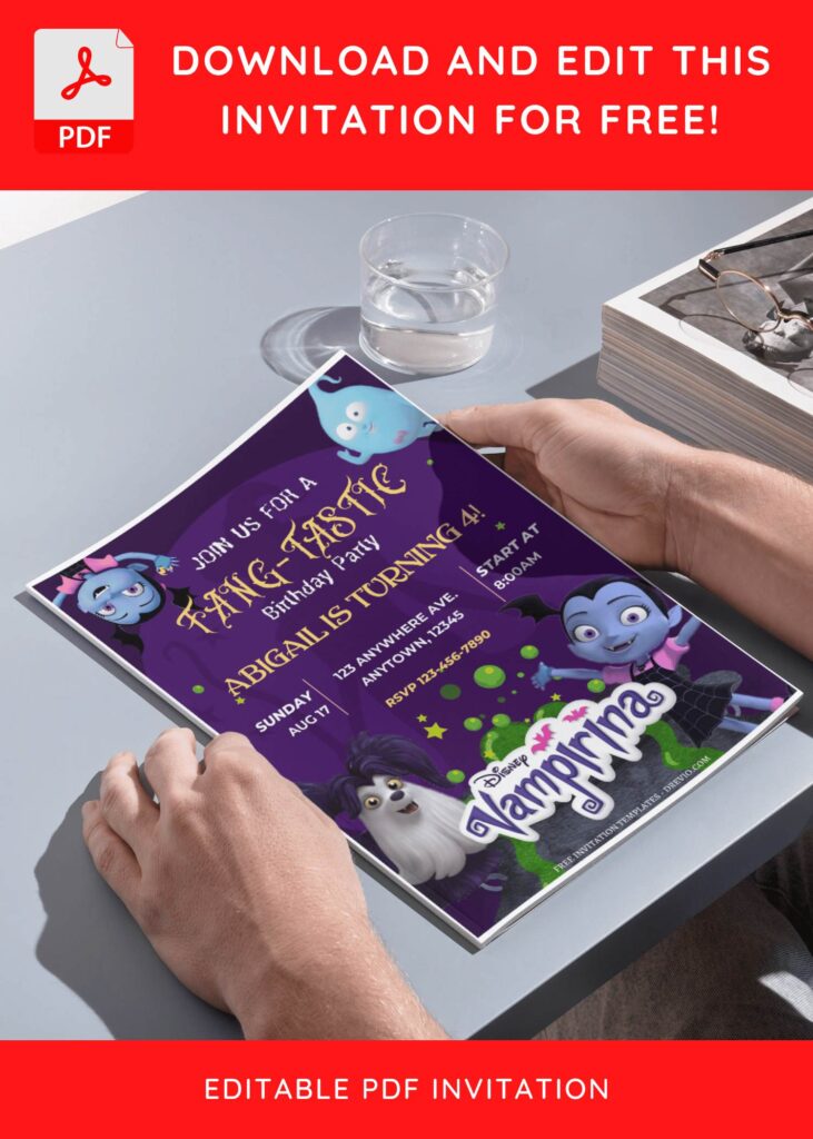 Invitation Template of (Free Editable PDF) FANG-TASTIC Vampirina Birthday Invitation Templates 4