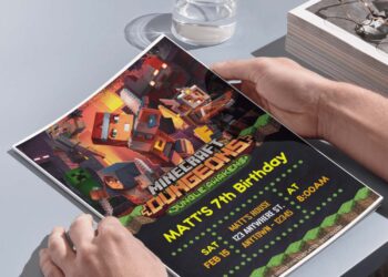 (Free Editable PDF) Minecraft Gamers Birthday Invitation Templates H