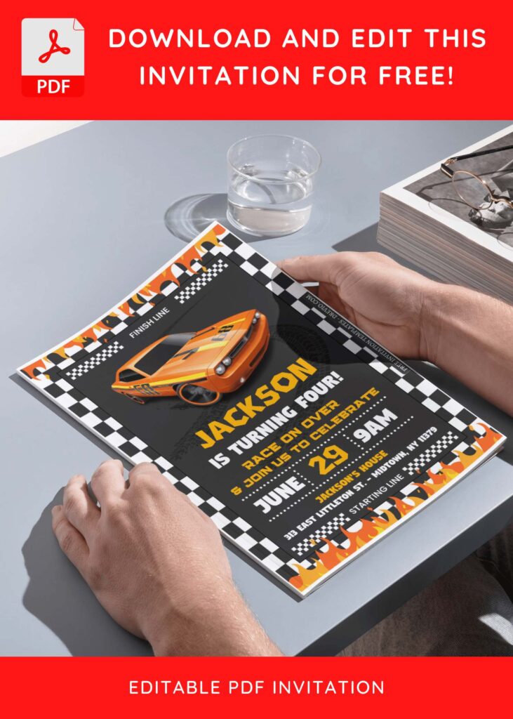 Invitation Template of (Free Editable PDF) Burning Joy Hot Wheels Birthday Invitation Templates 9