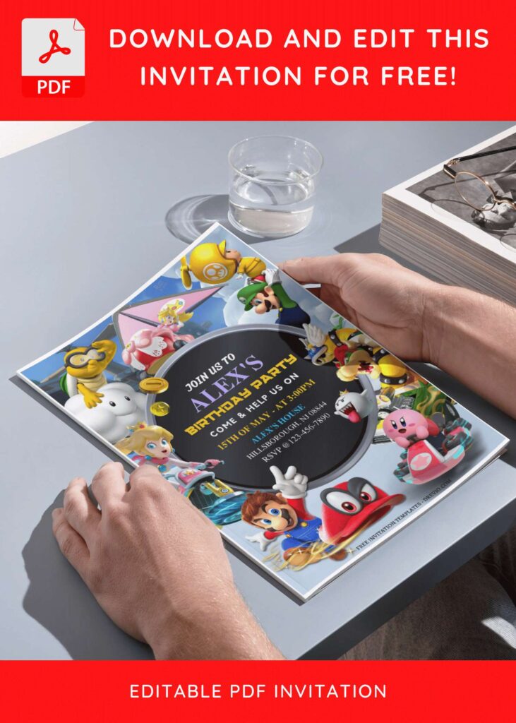 Invitation Template of (Free Editable PDF) Super Mario Kart Birthday Invitation Templates 4