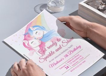 (Free Editable PDF) Whimsical Watercolor Unicorn Birthday Invitation Templates