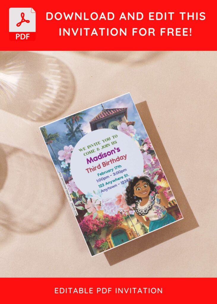 (Free Editable PDF) Enchanted Encanto Fiesta Birthday Invitation Templates with portrait design