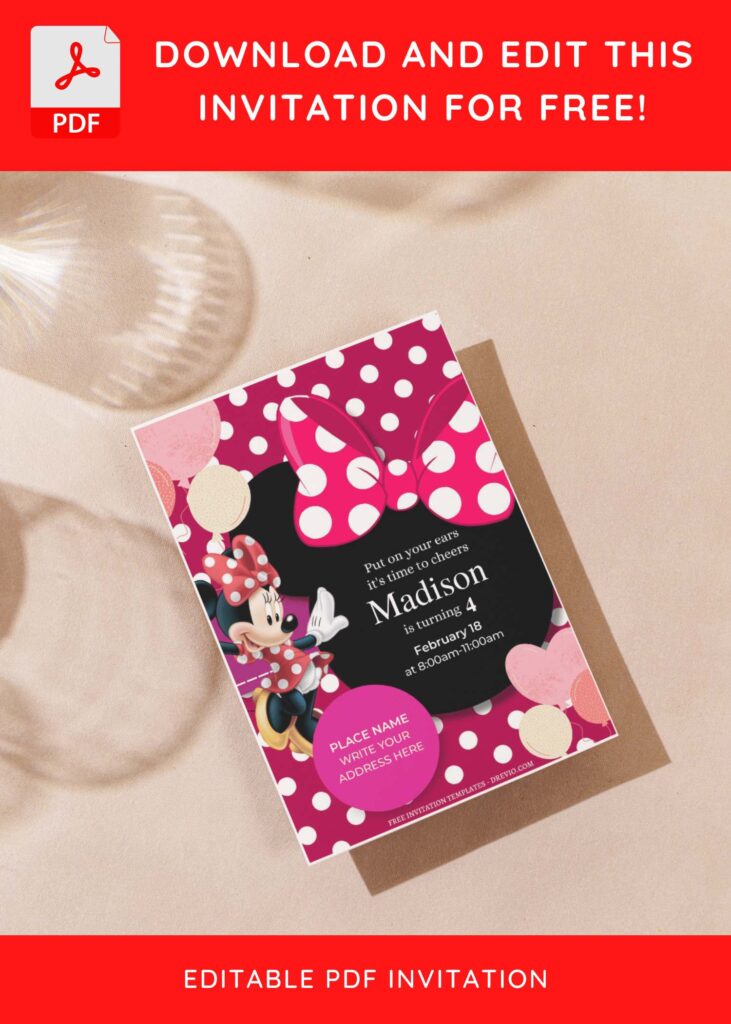 Invitation Template of (Free Editable PDF) Minnie Mouse Polka Dot Birthday Invitation Templates 4