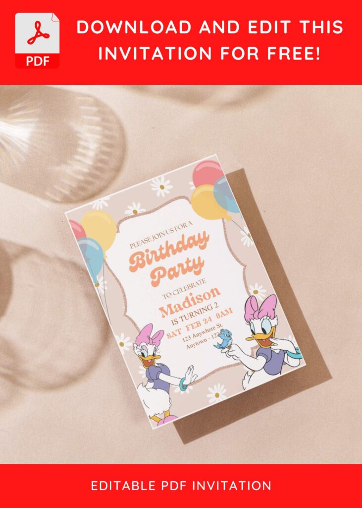 Invitation Template of (Free Editable PDF) Daisy's Day Out Daisy Duck Birthday Invitation Templates 4