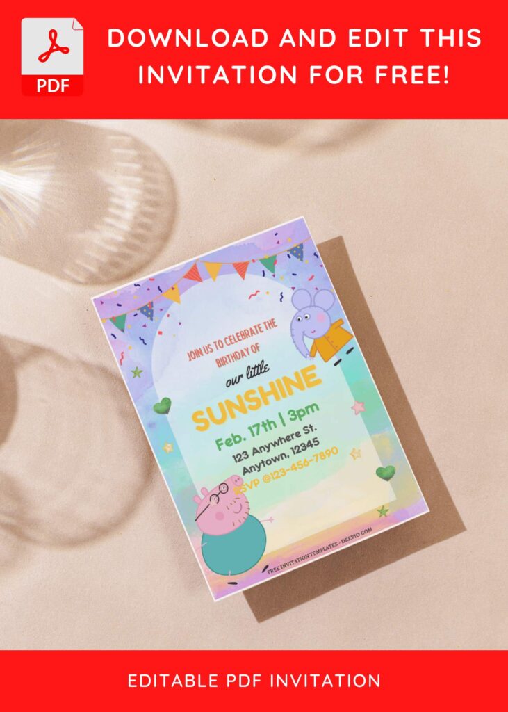 (Free Editable PDF) Oink-Oink Hooray! Peppa Pig Birthday Invitation Templates G