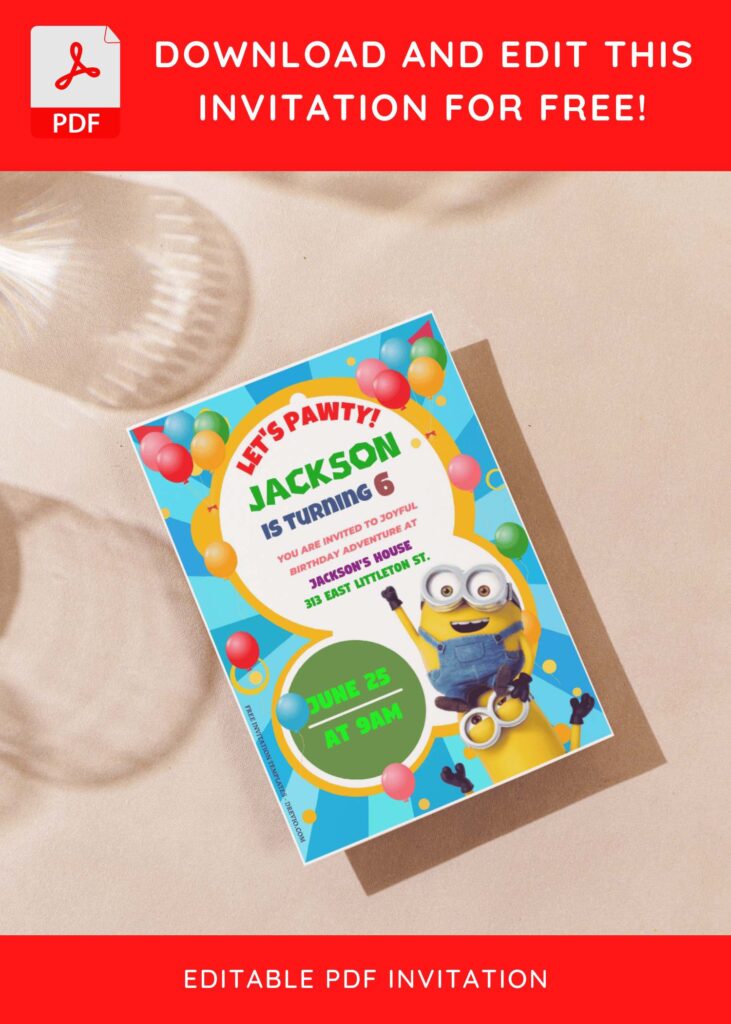 Invitation Template of (Free Editable PDF) Joyful Minions Birthday Invitation Templates 4