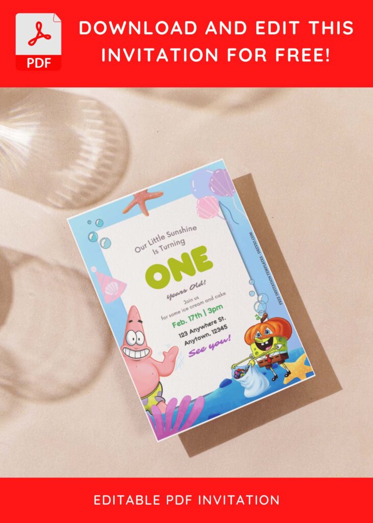 Invitation Template of (Free Editable PDF) Bubbly Birthday Blast SpongeBob Birthday Invitation Templates 4