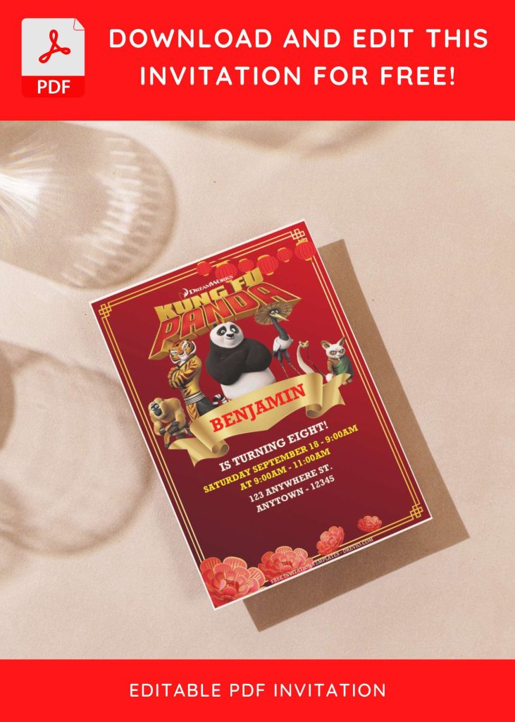 Invitation Template of (Free Editable PDF) Furious Kung Fu Panda Birthday Invitation Templates 3